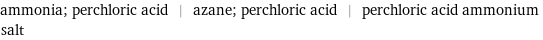 ammonia; perchloric acid | azane; perchloric acid | perchloric acid ammonium salt