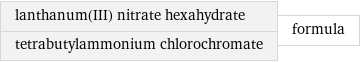 lanthanum(III) nitrate hexahydrate tetrabutylammonium chlorochromate | formula