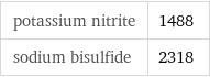 potassium nitrite | 1488 sodium bisulfide | 2318