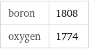 boron | 1808 oxygen | 1774