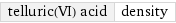 telluric(VI) acid | density