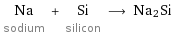 Na sodium + Si silicon ⟶ Na2Si