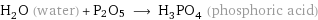 H_2O (water) + P2O5 ⟶ H_3PO_4 (phosphoric acid)