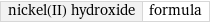 nickel(II) hydroxide | formula