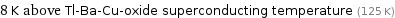 8 K above Tl-Ba-Cu-oxide superconducting temperature (125 K)