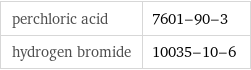 perchloric acid | 7601-90-3 hydrogen bromide | 10035-10-6