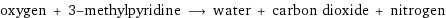 oxygen + 3-methylpyridine ⟶ water + carbon dioxide + nitrogen