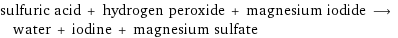 sulfuric acid + hydrogen peroxide + magnesium iodide ⟶ water + iodine + magnesium sulfate