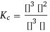 K_c = ([CO]^3 [Bi]^2)/([C]^3 [Bi2O3])