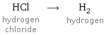 HCl hydrogen chloride ⟶ H_2 hydrogen