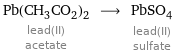 Pb(CH_3CO_2)_2 lead(II) acetate ⟶ PbSO_4 lead(II) sulfate