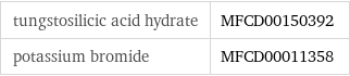 tungstosilicic acid hydrate | MFCD00150392 potassium bromide | MFCD00011358