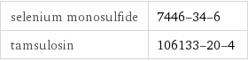 selenium monosulfide | 7446-34-6 tamsulosin | 106133-20-4