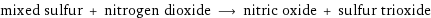 mixed sulfur + nitrogen dioxide ⟶ nitric oxide + sulfur trioxide