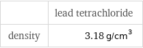  | lead tetrachloride density | 3.18 g/cm^3