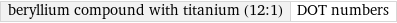 beryllium compound with titanium (12:1) | DOT numbers