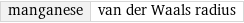 manganese | van der Waals radius