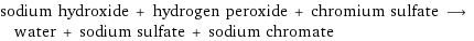 sodium hydroxide + hydrogen peroxide + chromium sulfate ⟶ water + sodium sulfate + sodium chromate