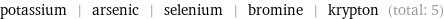 potassium | arsenic | selenium | bromine | krypton (total: 5)