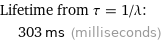 Lifetime from τ = 1/λ:  | 303 ms (milliseconds)