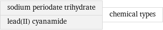 sodium periodate trihydrate lead(II) cyanamide | chemical types