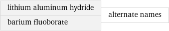 lithium aluminum hydride barium fluoborate | alternate names