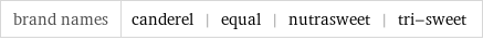 brand names | canderel | equal | nutrasweet | tri-sweet