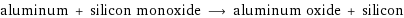 aluminum + silicon monoxide ⟶ aluminum oxide + silicon