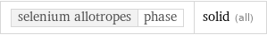 selenium allotropes | phase | solid (all)