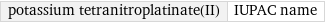 potassium tetranitroplatinate(II) | IUPAC name