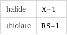 halide | X-1 thiolate | RS-1