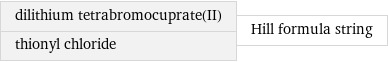 dilithium tetrabromocuprate(II) thionyl chloride | Hill formula string
