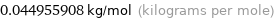 0.044955908 kg/mol (kilograms per mole)