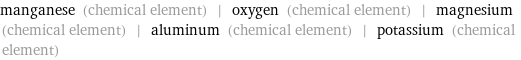 manganese (chemical element) | oxygen (chemical element) | magnesium (chemical element) | aluminum (chemical element) | potassium (chemical element)