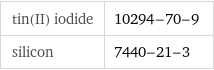 tin(II) iodide | 10294-70-9 silicon | 7440-21-3