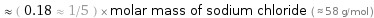  ≈ ( 0.18 ≈ 1/5 ) × molar mass of sodium chloride ( ≈ 58 g/mol )