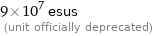 9×10^7 esus  (unit officially deprecated)