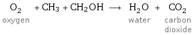 O_2 oxygen + CH3 + CH2OH ⟶ H_2O water + CO_2 carbon dioxide