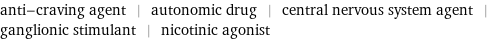 anti-craving agent | autonomic drug | central nervous system agent | ganglionic stimulant | nicotinic agonist