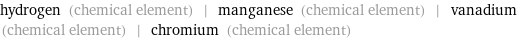 hydrogen (chemical element) | manganese (chemical element) | vanadium (chemical element) | chromium (chemical element)