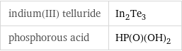 indium(III) telluride | In_2Te_3 phosphorous acid | HP(O)(OH)_2