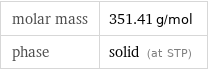 molar mass | 351.41 g/mol phase | solid (at STP)