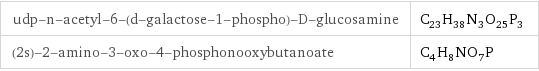 udp-n-acetyl-6-(d-galactose-1-phospho)-D-glucosamine | C_23H_38N_3O_25P_3 (2s)-2-amino-3-oxo-4-phosphonooxybutanoate | C_4H_8NO_7P