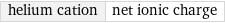 helium cation | net ionic charge