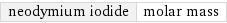 neodymium iodide | molar mass