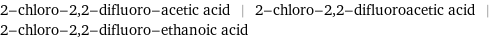 2-chloro-2, 2-difluoro-acetic acid | 2-chloro-2, 2-difluoroacetic acid | 2-chloro-2, 2-difluoro-ethanoic acid