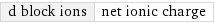 d block ions | net ionic charge