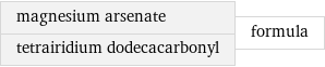 magnesium arsenate tetrairidium dodecacarbonyl | formula