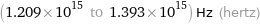 (1.209×10^15 to 1.393×10^15) Hz (hertz)