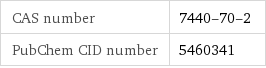 CAS number | 7440-70-2 PubChem CID number | 5460341